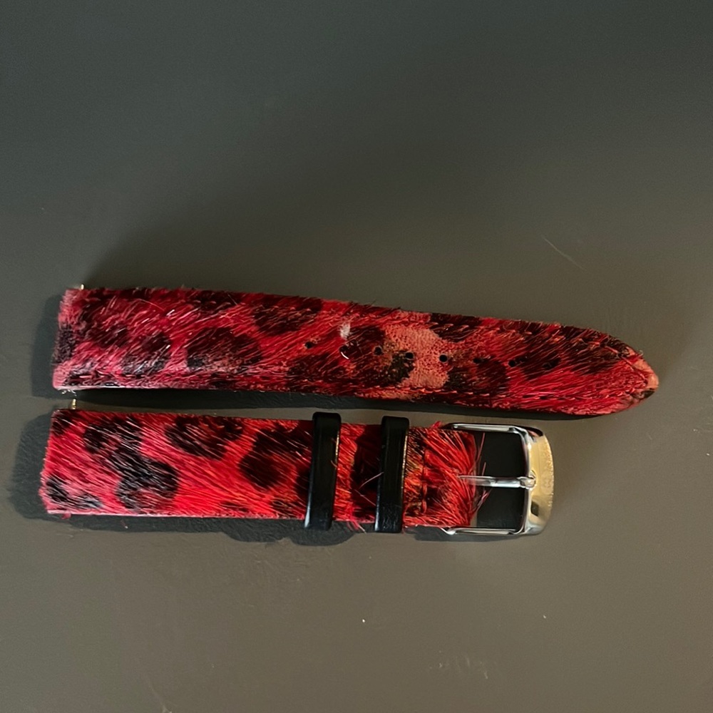 Michele Watch Strap Red Calf Hair Leopard